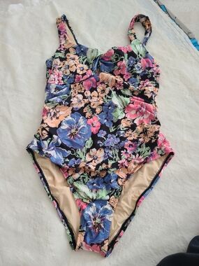Floral One-Piece Swimsuit - Black Multi